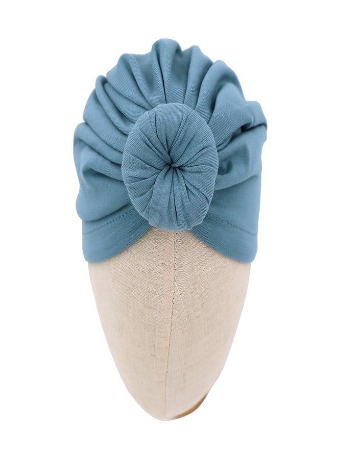 Sugarmelon Silky Satin Lined Turban Hat for Babies Infant Toddler Girls Boys Bonnet Newborn Cotton Beanie Little Kids Shower Caps (12M,110 Cott Nile Blue) - Image 4